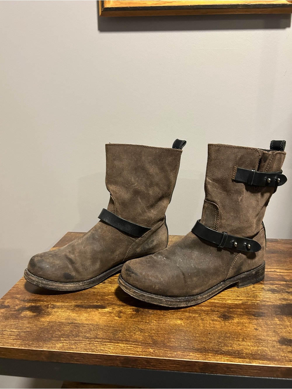 rag & bone Waxed Calfskin Suede Moto Boots